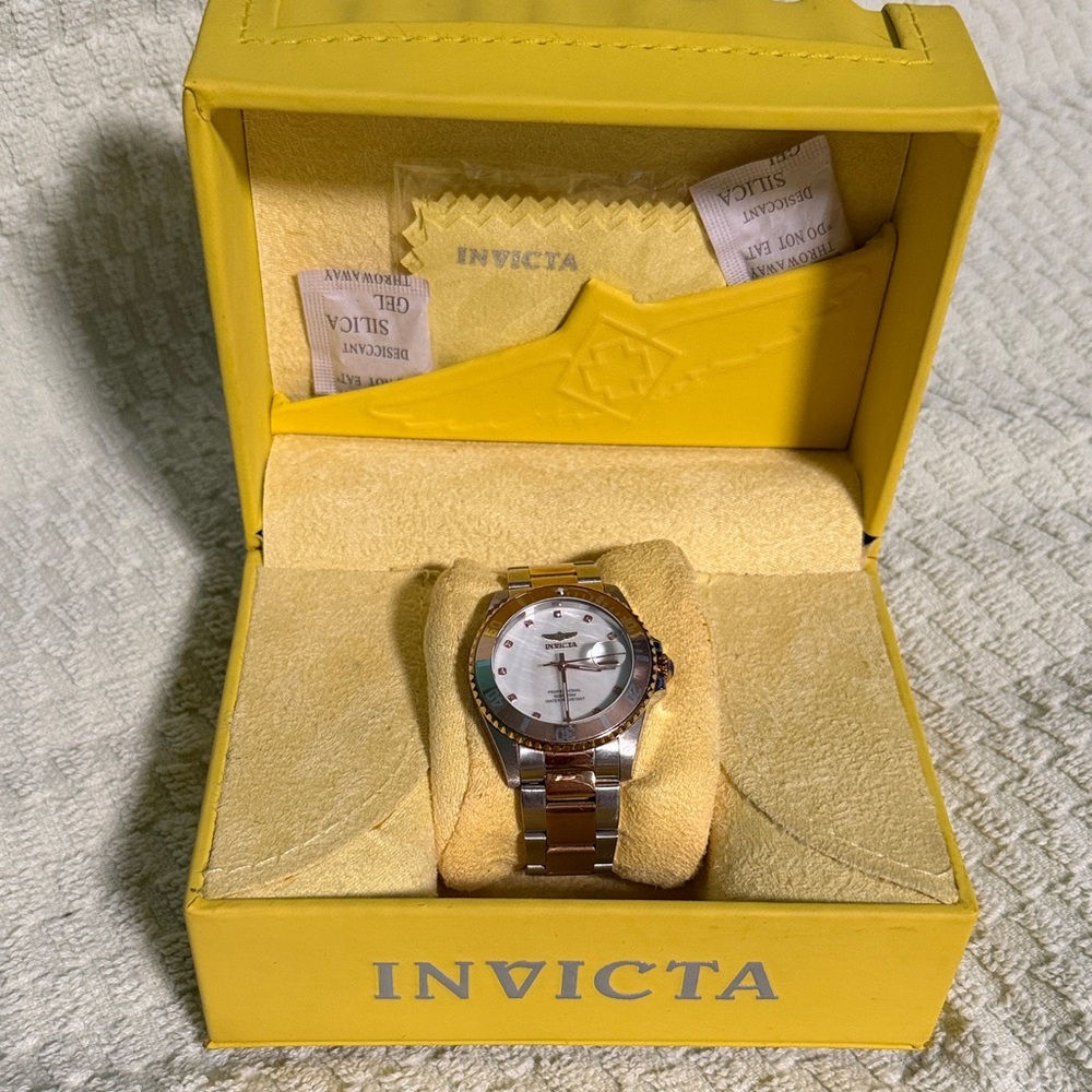Invicta Two-Tone Silver and Gold Bracelet Watch with Mother-of-Pearl Dial